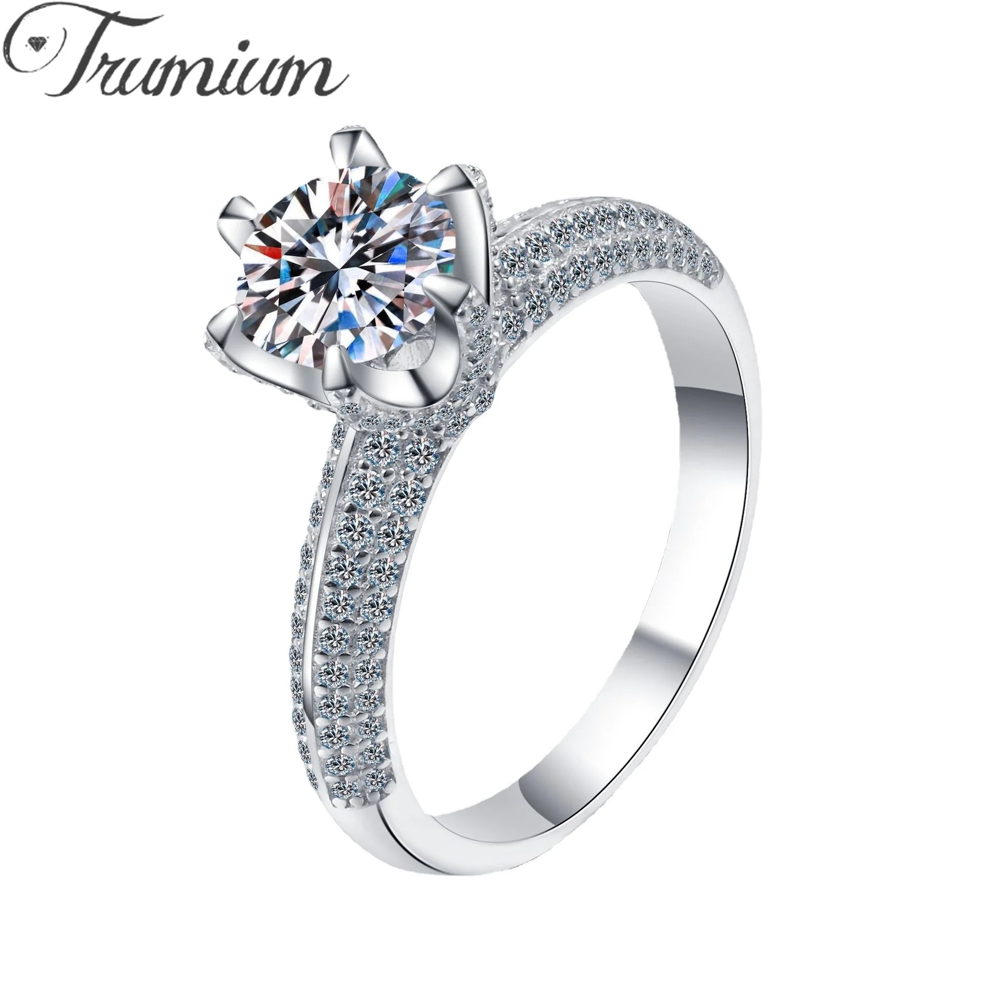 

Trumium Promise Ring Real 925 Silver High Quality 5A Grade Zircon Wedding Rings for women Statement Engagement Jewelry Wholasale