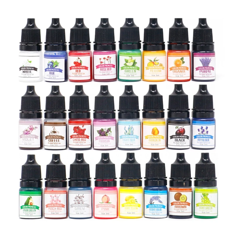 

24Colors Epoxy Resin Color Dye Colorant Liquid Epoxy Resin Pigment 5ml Each Translucent Concentrated DIY Art Paint Craft