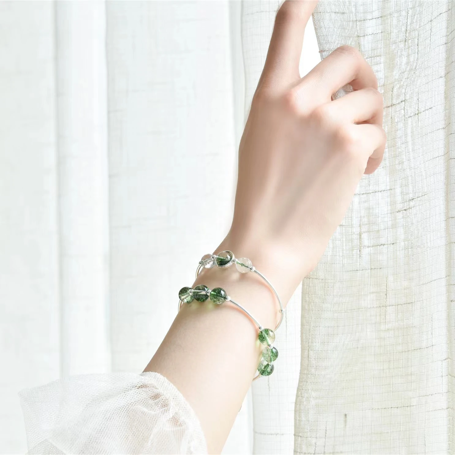 Natural Stones Bracelets Green Beads 8MM 925Silver Pendant Fashion Jewelry for Women Christmas Gift 2023 Novelty Рук Kебаб