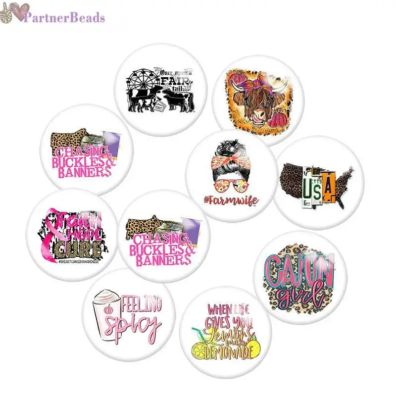 

Pattern Round Photo Glass Cabochon Demo Flat Back Making Findings 20mm Snap Button N6571
