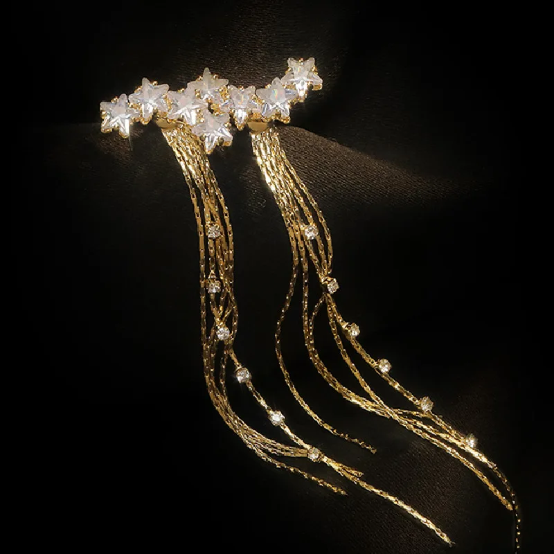 

Luxury Star Tassel Earrings Dangle Long Pendant For Women 2022 New Korean Charm Crystals Jewelry Fashion Aesthetic Earring Gifts
