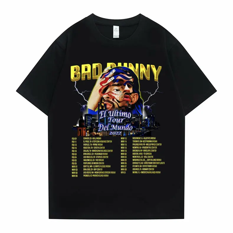 

Rapper Bad Bunny El Ultimo Tour Del Mundo 2022 Tshirt Men Women Hip-hop Style T-shirts Short Sleeve Heavyweight T Shirt Man Tees