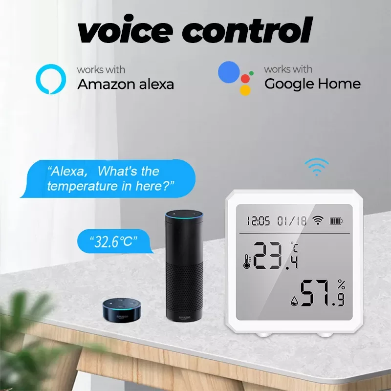 

WiFi Display Date Digital Temperature and Humidity Sensor Smart Home Indoor Thermometer