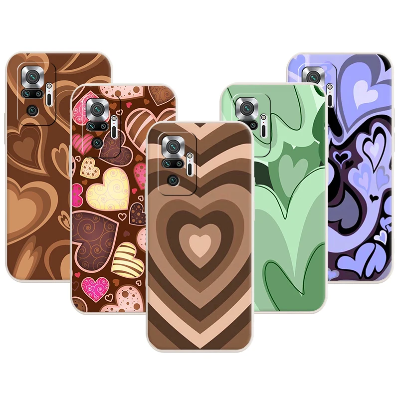 

Love Heart Circle Phone Case for Redmi Note 11 Pro 10 10S 9 8 8T K50 K40 9A 9C 9T 7 7A Liquid Silicone Back Cover Shell Caso