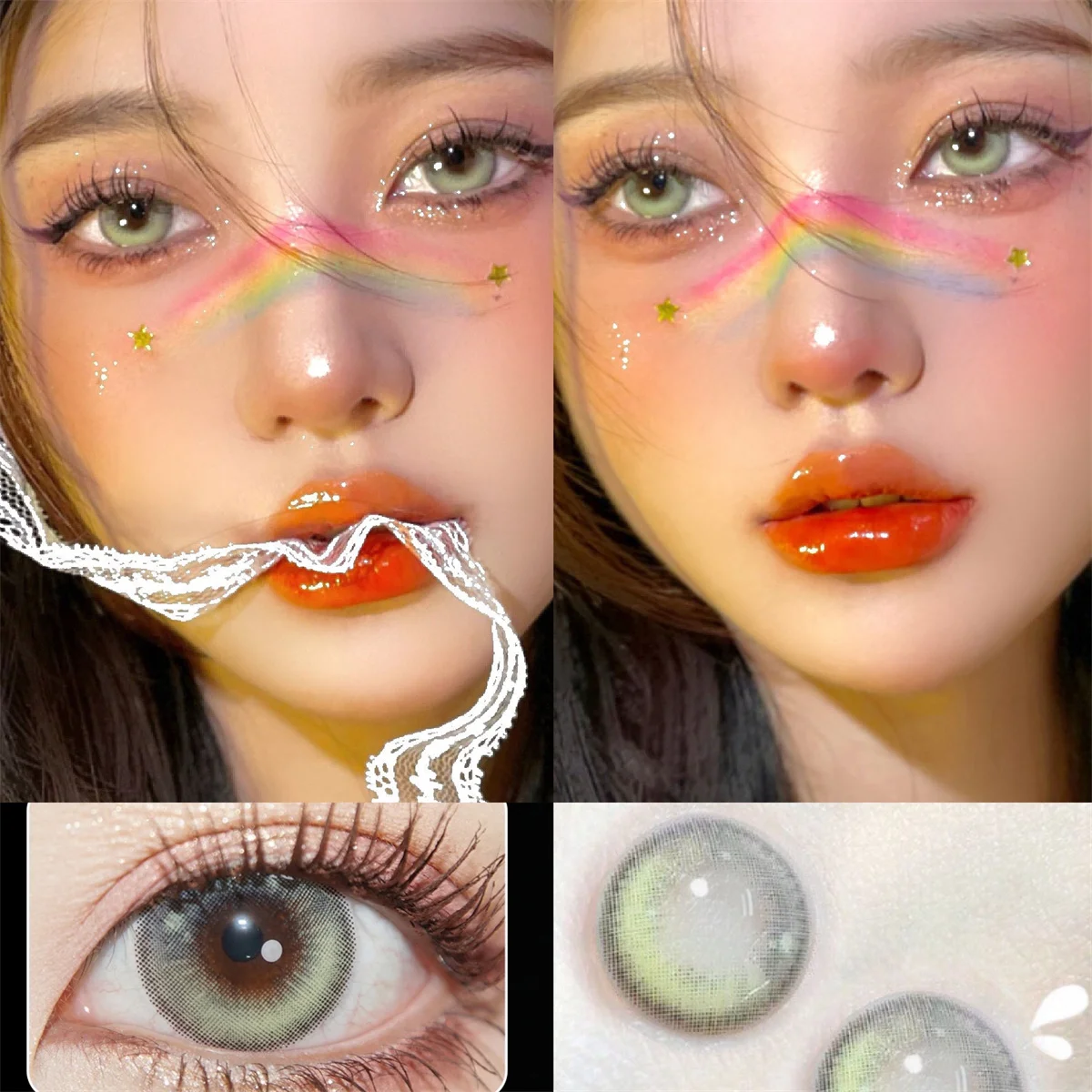 

Диффузные коричневые цветные контактные линзы со слезами, косметические маленькие красивые линзы для глаз, при близорукости, с диоптриями 2