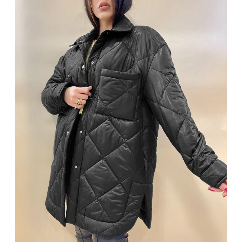 Winter Women's Cold Coat Parkas Diamond Plaid Jacket Candy Colors Super Hot Coat Autumn Jacket Cheap Wholesale Loose New
