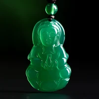 natural green chalcedony hand carved guanyin pendant fashion boutique jewelry men and women green agate necklace gift accessorie