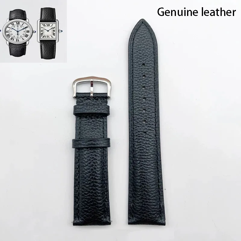 Фото Ремешок подходит для Cartier Santos Tank Solo, ремешок для часов, мягкий ремешок для часов, черный браслет из воловьей кожи №1