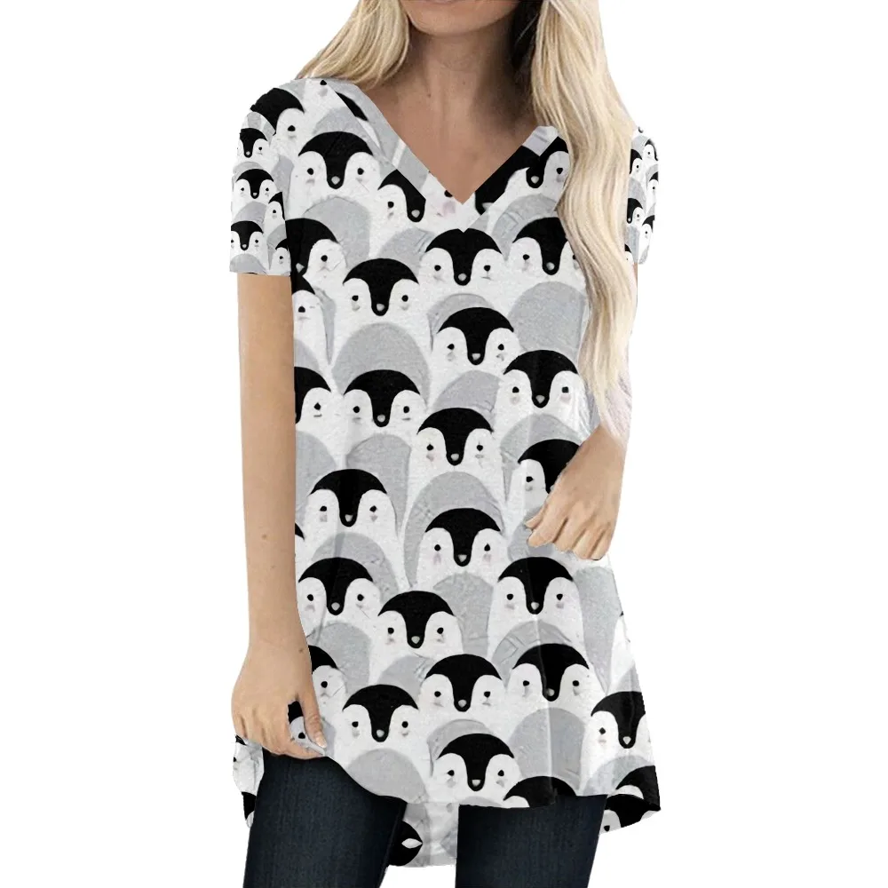 

Dress women's penguin print long sleeved loose elegant fashion autumn