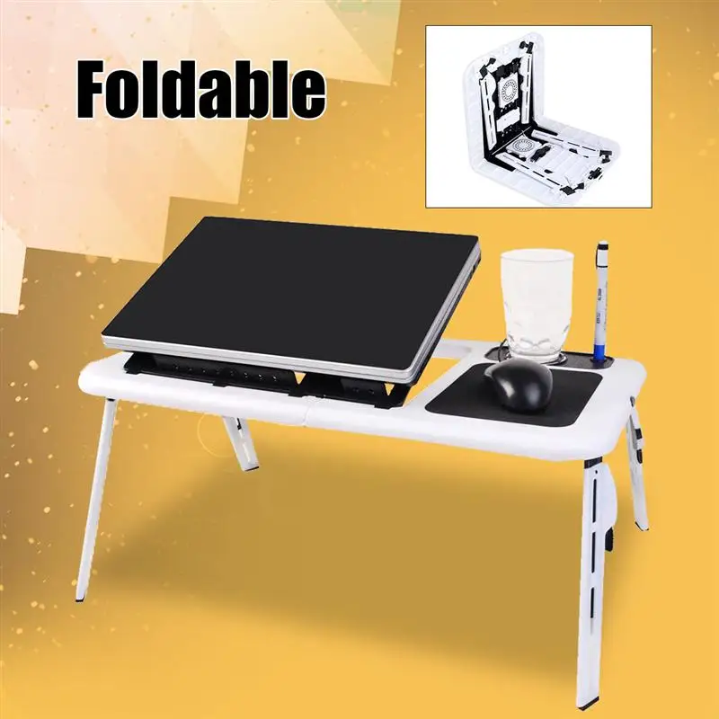 

DE Stock - Cooling Fan Laptop Desk Foldable Laptop Table Tray Desk Tablet Desk Stand Folding Laptop Table Bed Sofa Couch