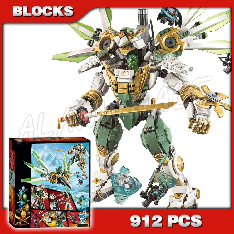 

912 шт., игрушечные строительные блоки Shinobi Lloyd's Titan Mech Samurai Golden Posable Robot Master Warrior 1331, совместимы с моделями