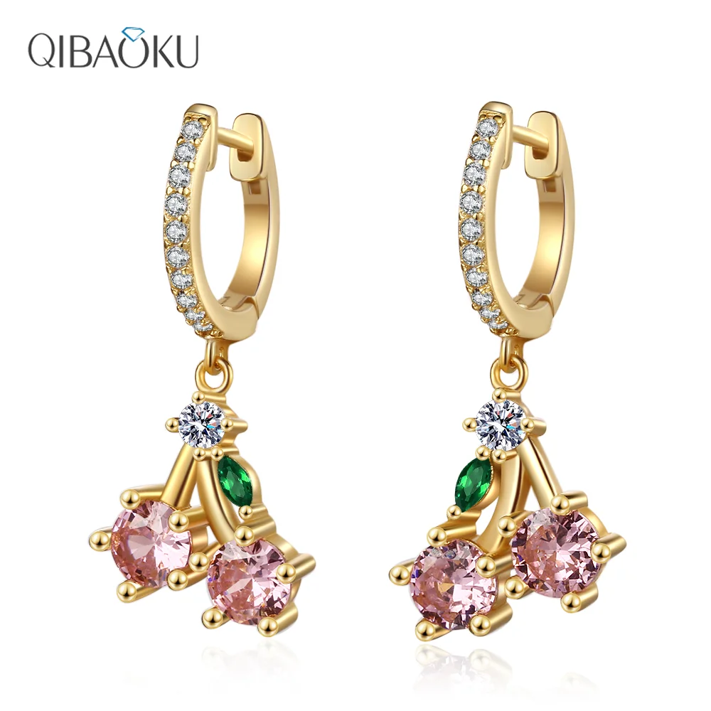 

925 Sterling Silver Pink Flower Diamond Drop Earrings Female 2022 Romantic Luxury Wedding Anniversary Gifts
