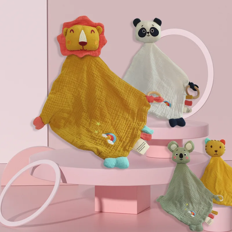 Детские плюшевые игрушки мультяшный медведь кролик успокаивающее полотенце