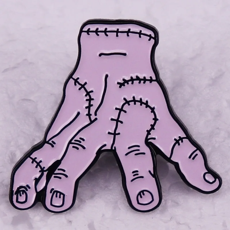 

Wednesday Adams Hand Enamel Pin Fantasy Horror Anime Metal Badge Movie Fan Gift Accessories