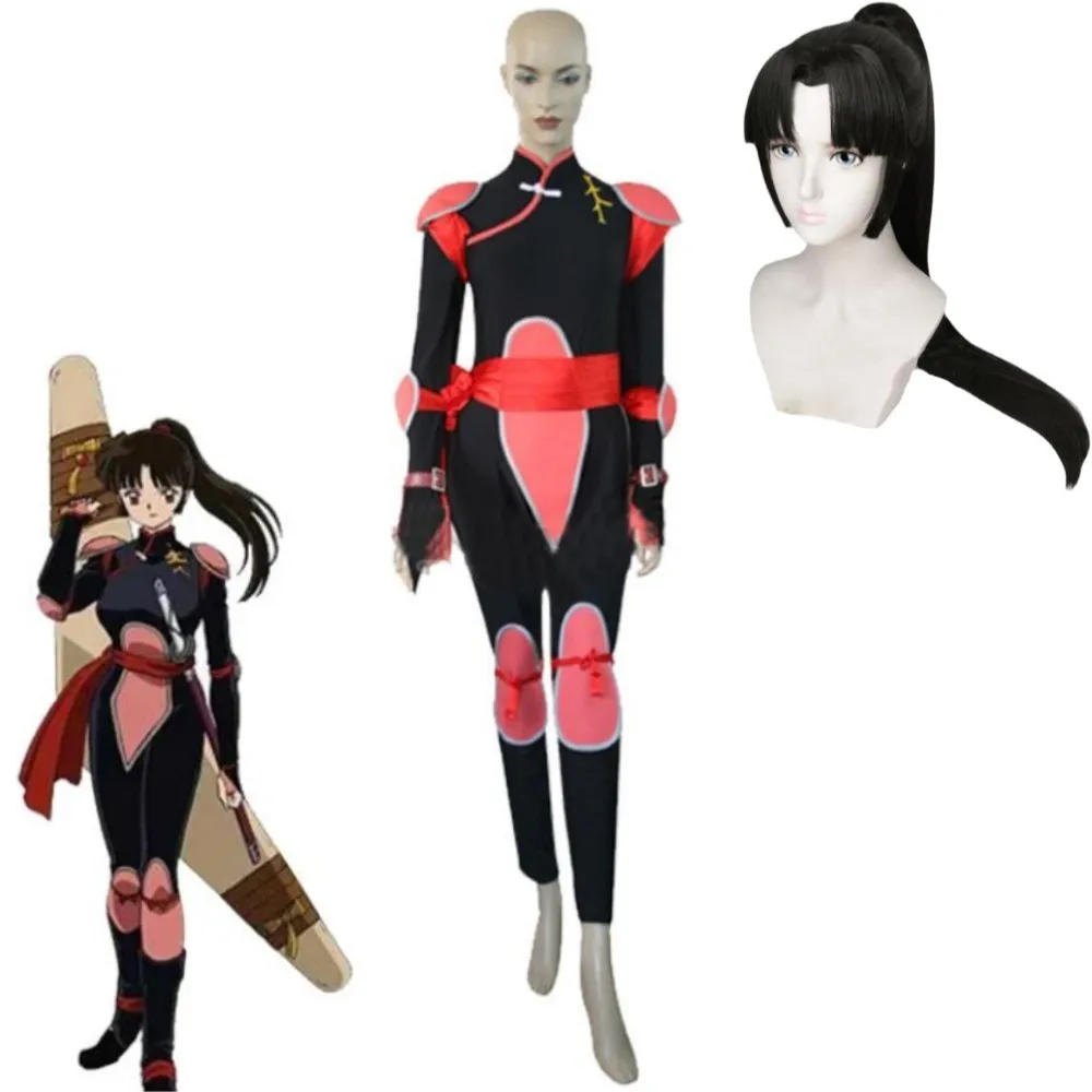 Anime Inuyasha Sango Cosplay Costume Wig Adult Women Black R