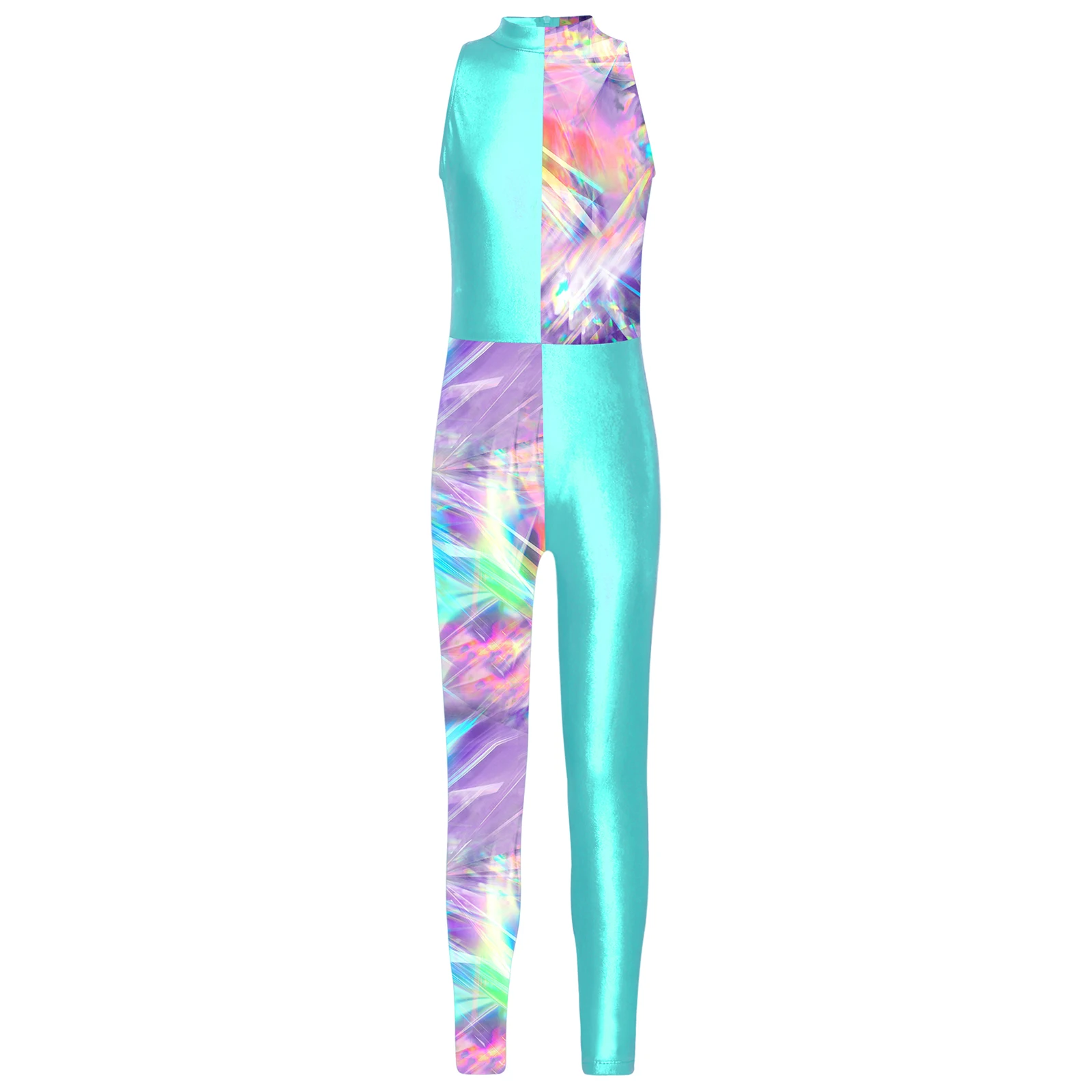 Детский комбинезон для художественной гимнастики девочек длинный без рукавов с