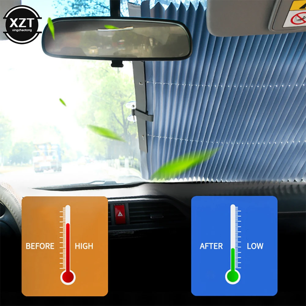

Retractable Car Windshield Sunshade Curtain Folding Car Sunshade Cover Reflective Aluminum Film Curtains Anti-UV Car Sun Shade