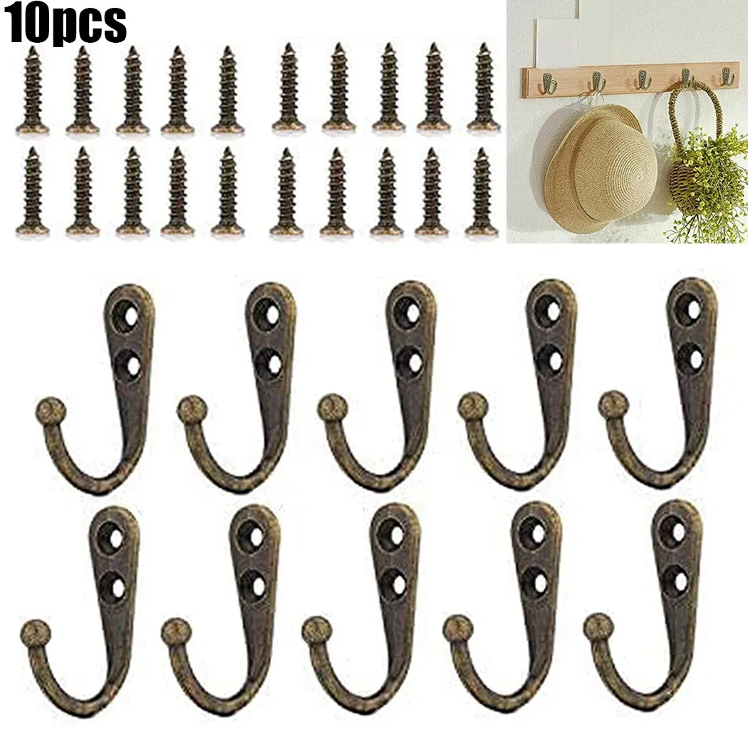 

Durable High Quality New Practical Hooks 10pcs Bedroom Hanging Coat Holder Key Hanger Single Robe Vintage Prong