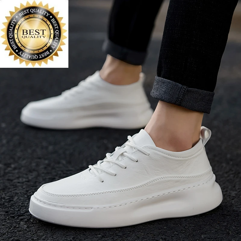 

Casual Shoes Leather Handmade Men's Loafers Brand Flat Moccasins White Sneakers