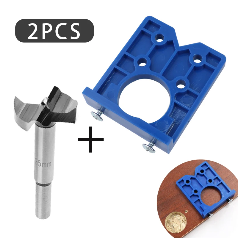 35mm Hinge Hole Drilling Guide Locator Hinge Drilling Jig Drill Bits Woodworking Desk  Door Hole Opener Cabinet Accessories Tool