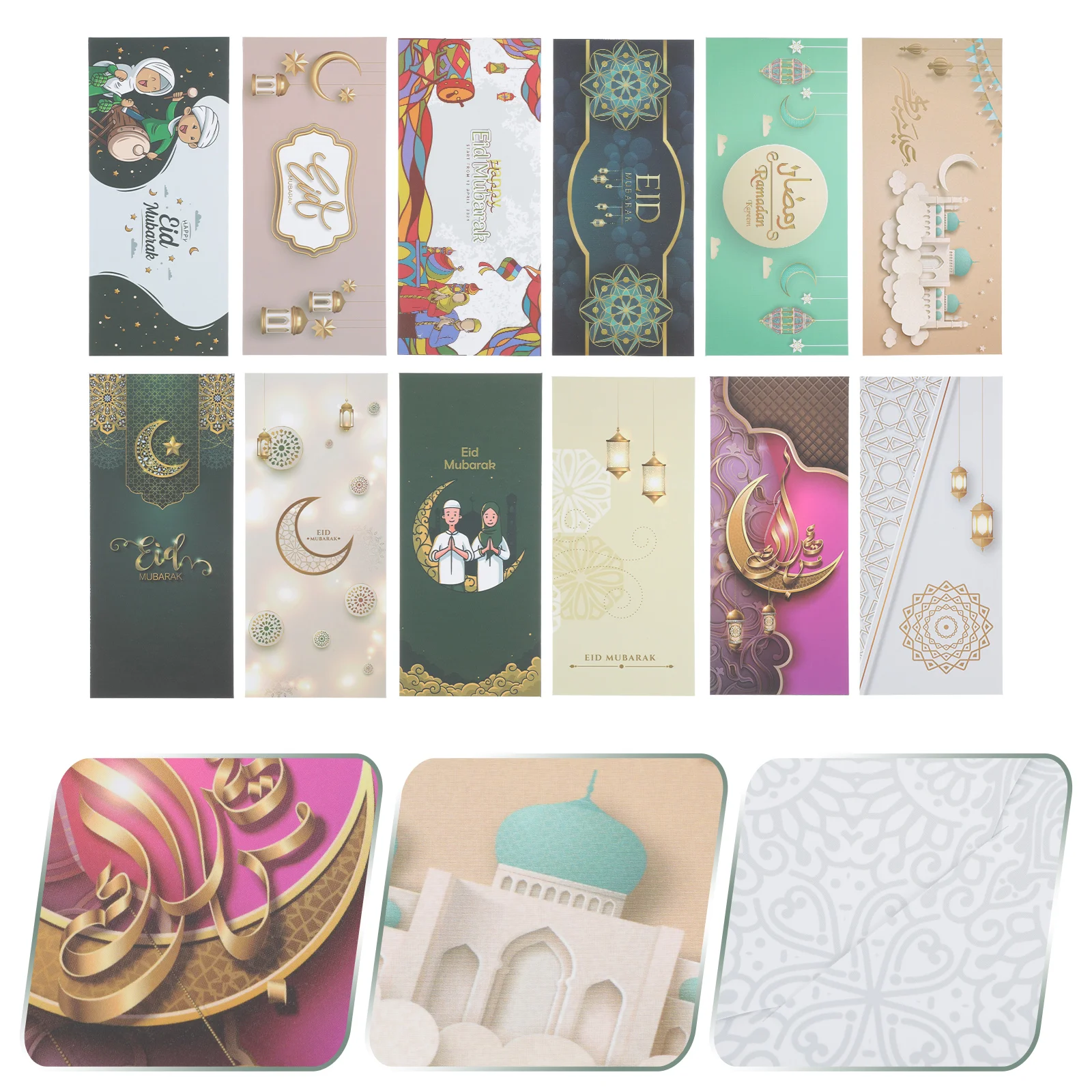 

12pcs Envelopes Gift Envelope Eid Mubarak Envelopes Holiday Envelope Ramadan Invitations Cards Envelopes