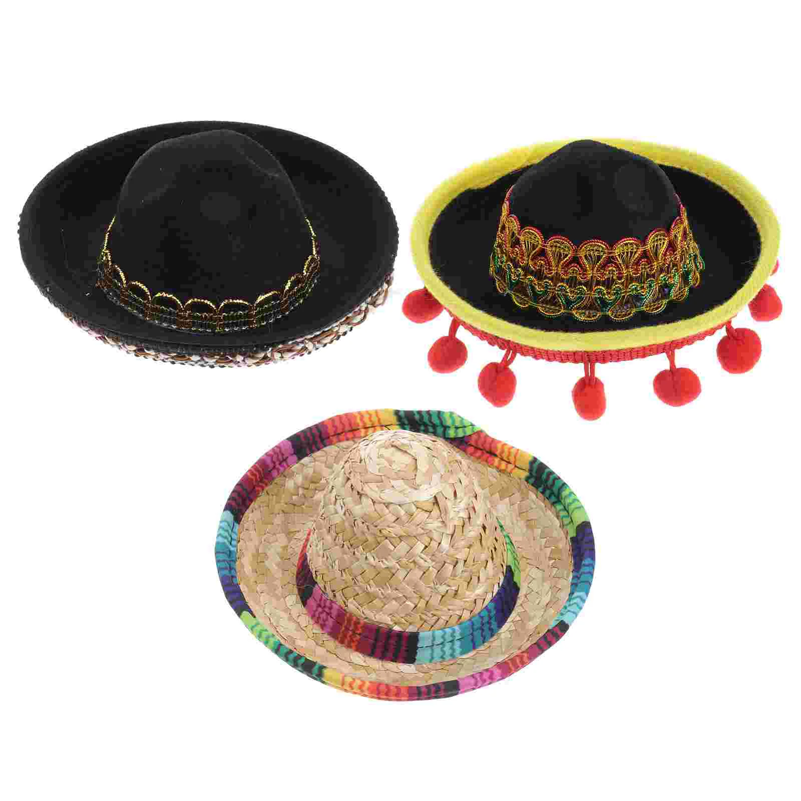 

Hat Dog Sombrero Pet Straw Mexican Costume Party Forcat Puppy Hawaii Headdress Headgear Hats Small Sun Mini Fiesta