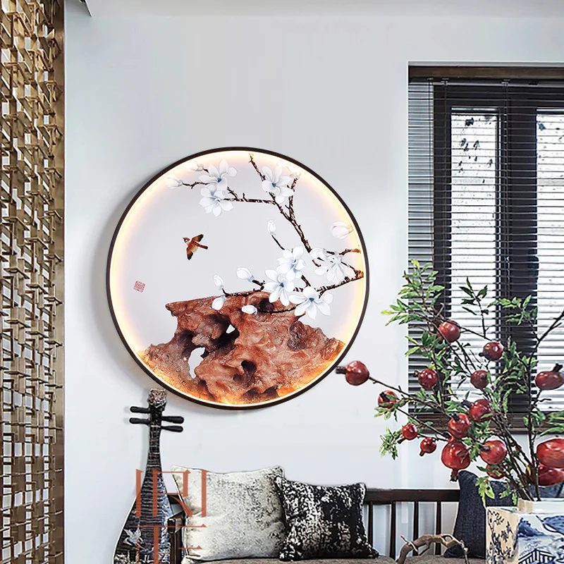 

Modern Round Interior Painting Led Wall Lamp Suitable For Background Wall Living Room Corridor Room Home Art Decoration Lamp E27