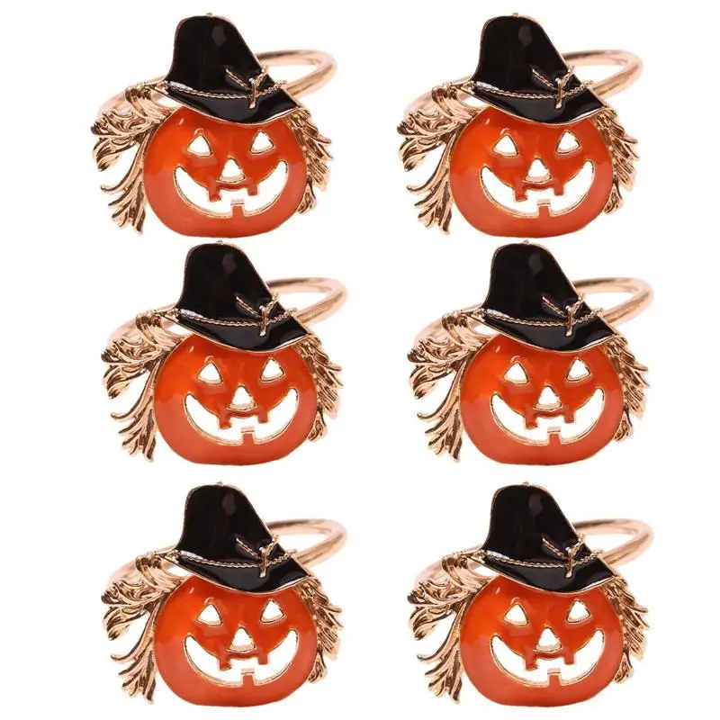 

6 шт., кольца для салфеток в виде тыквы на Хэллоуин