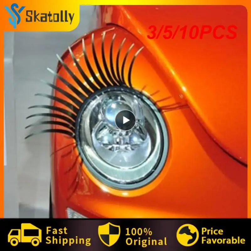 

3/5/10PCS 1pair Car Headlight Lashes Funny Decal Beetle Eyelashes Car Stickers Cute False Eyelashes Fake Eye Lash Sticker 3d