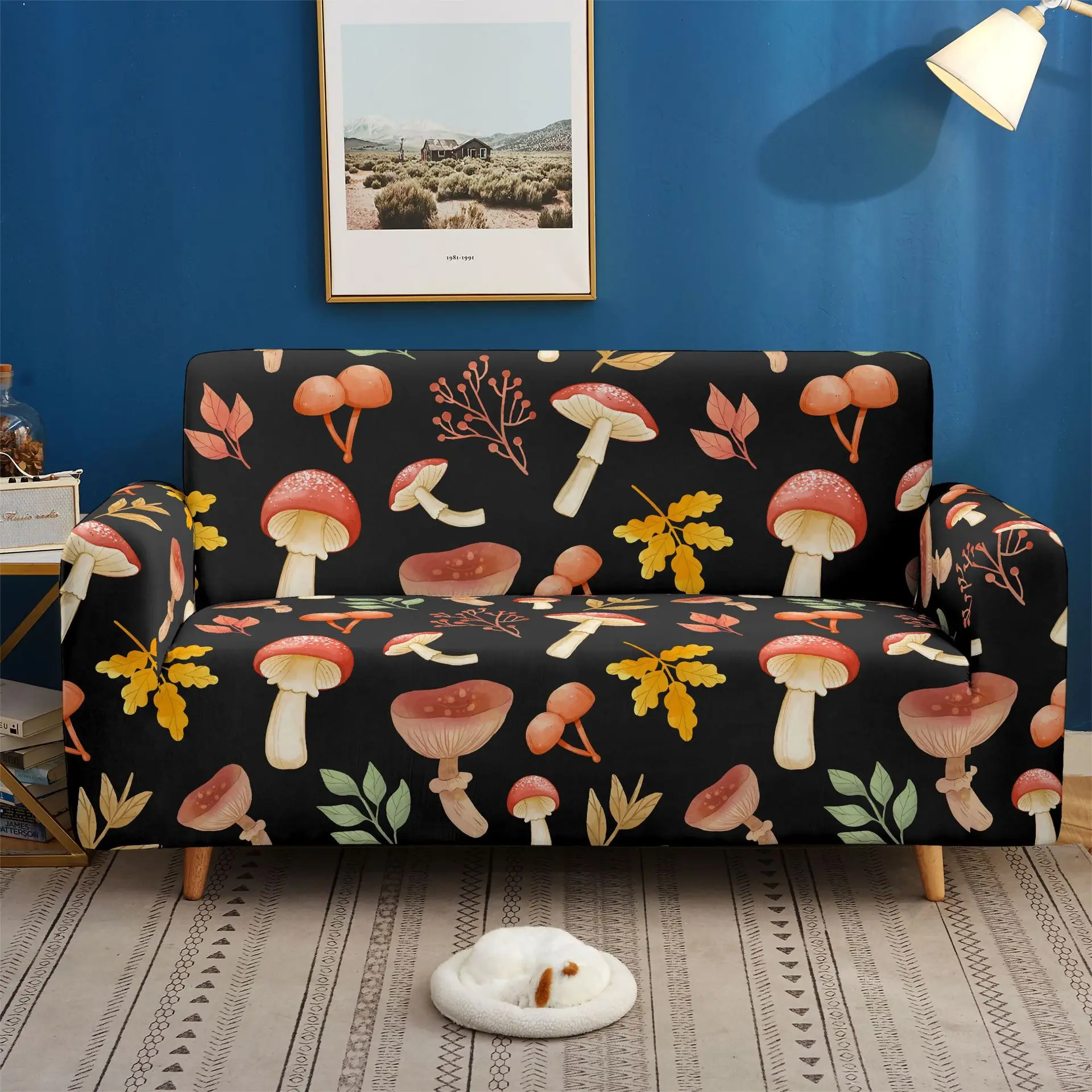 

Эластичный чехол для дивана, чехол на три сиденья с рисунком грибов, пылезащитный чехол для гостиной, столовой, дивана, декоративные аксессуары