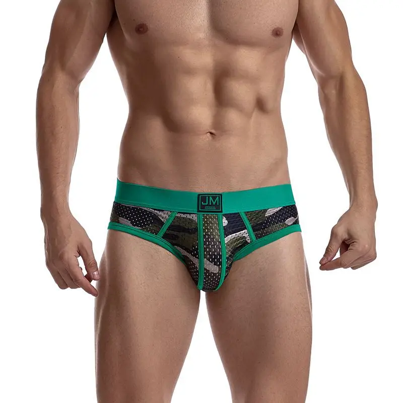 

Camouflage briefs Low waist sexy mesh breathable transparent men's underwear summer tide quick-drying sports