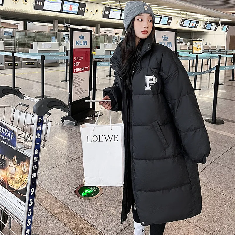 Parkas Women Fashion over the Knee Long down Jacket Women's Loose Large Size Bread Coat Winter Coat Women