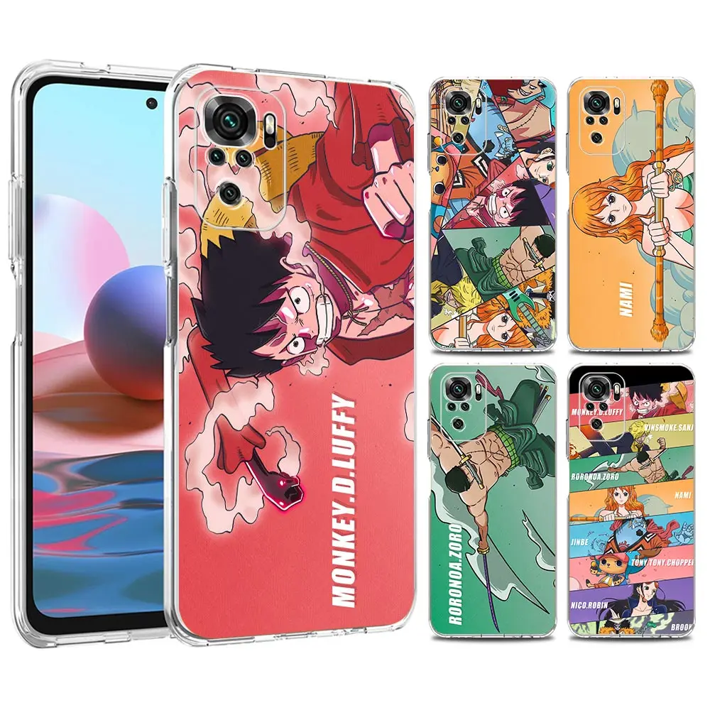 

Japanese Anime Luffy Phone Case For Redmi Note 11 Pro 10 10S 9 8 8T K50 K40 Soft Transparent Redmi 9A 9C 9T 7 7A Bags Cover