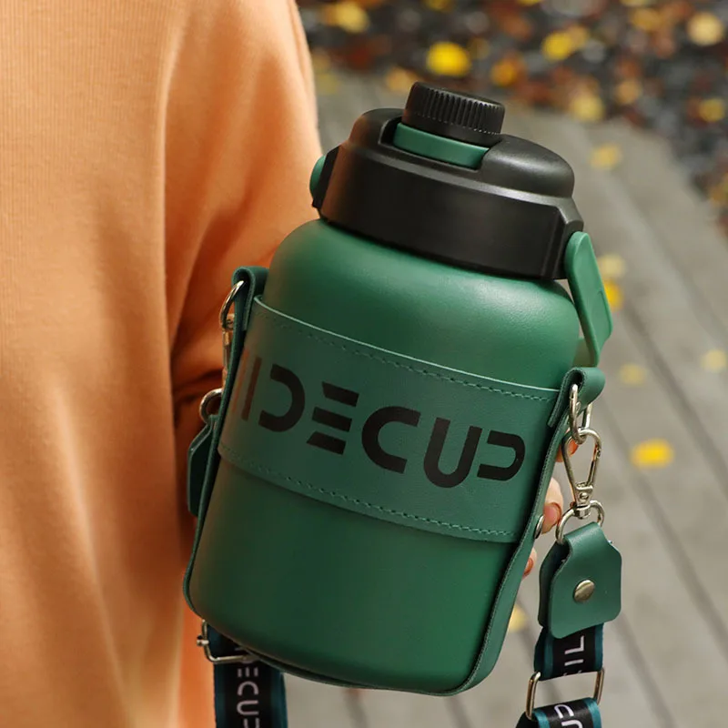 

Портативная Спортивная термос из нержавеющей стали, термос с двойной чашкой с соломинкой для скалолазания, кемпинга, путешествий