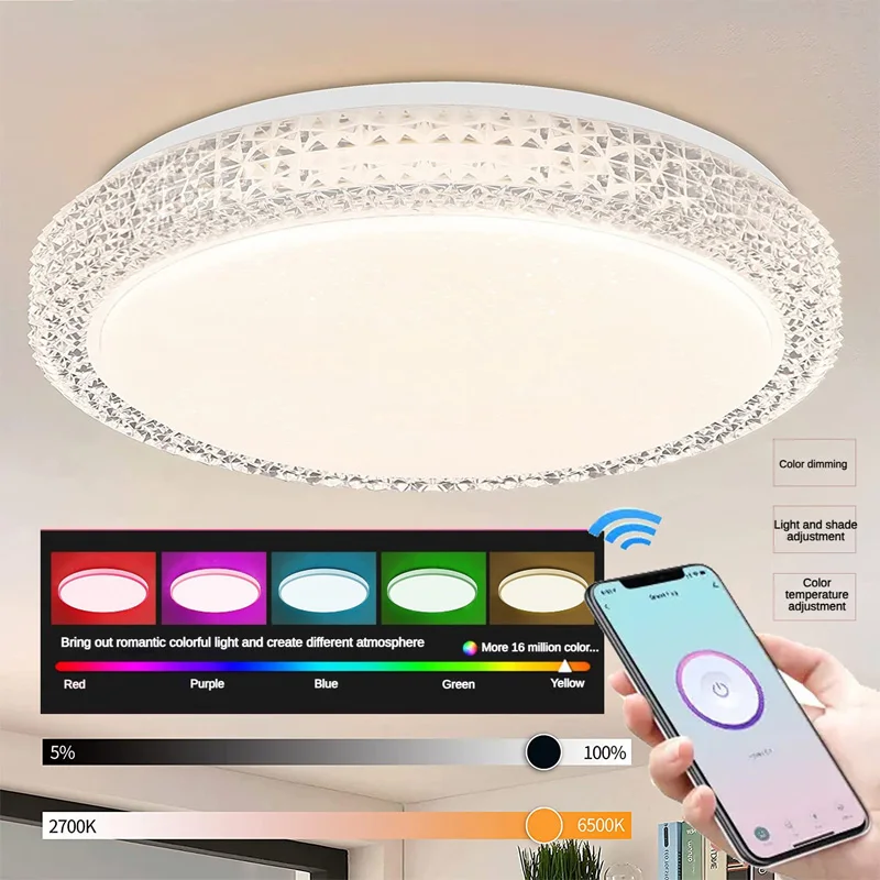 

RGBCW Intelligent APP Shaking Control Illusion Bedroom Living Room Ambient Light LED Diamond Ceiling Lamp