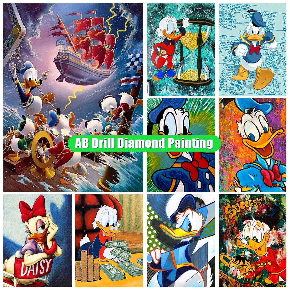 

Disney Donald Duck Cartoon Diy Ab Diamond Painting Cross Embroidery Mosaic Living Room Wall Decor Children Christmas Gifts Ll289