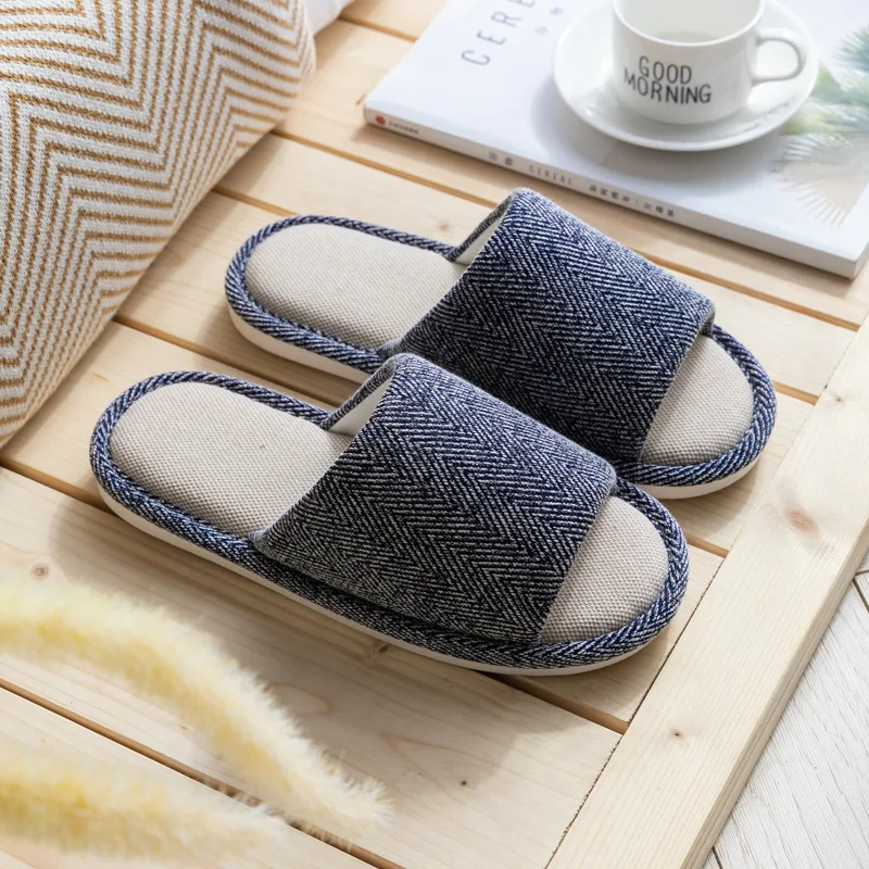 Cotton linen slippers women's summer home fabric art linen indoor lovers non slip soft floor Warm slippers Comfortable fashion