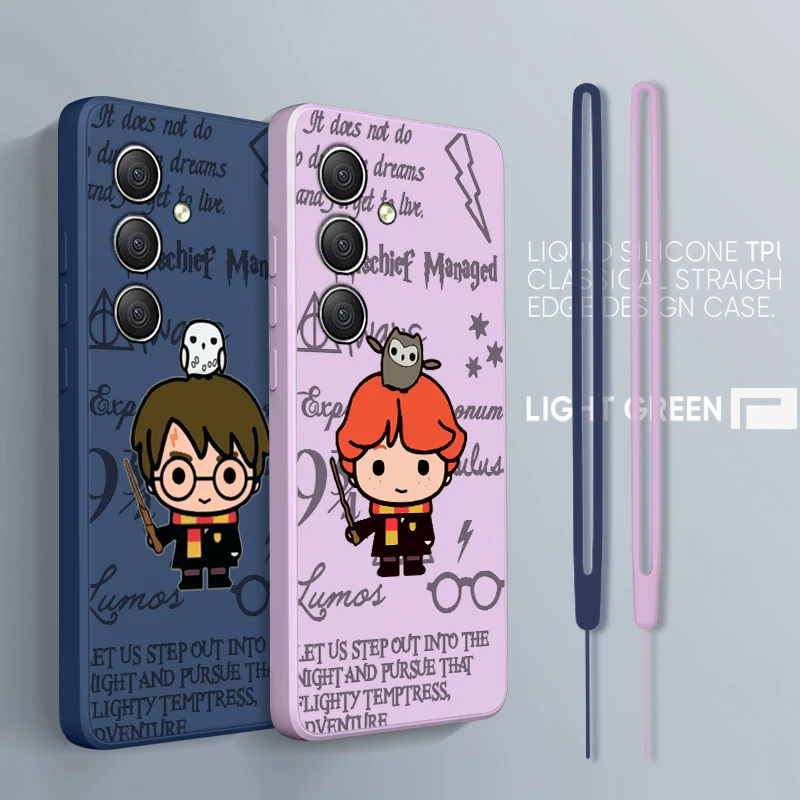 

School of Magic Cute For Samsung A34 A14 A52S A54 A23 A13 A73 A03Core A22 4G 5G Liquid Rope Silicone Phone Case