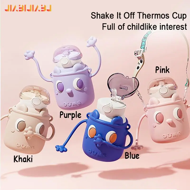 

Vacuum Insulated Thermal Water Bottle Teddy Bear 316 Portable splittable Handheld Cup Travel Anti-Fall Straw Thermos Kettle 18oz