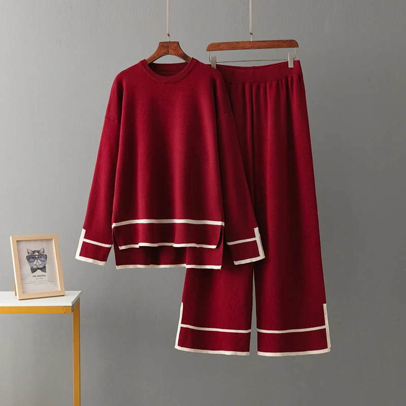 Женский Спортивный Костюм Trikotaj HLBCBG Свитер С Круглым Вырезом И Свободными Прямыми