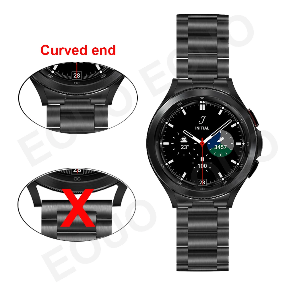 No Gap Metal Band For Samsung Galaxy Watch 4 Classic 46mm 42mm / 44mm 40mm Replacement Strap Curved end Stainless Steel Bracelet