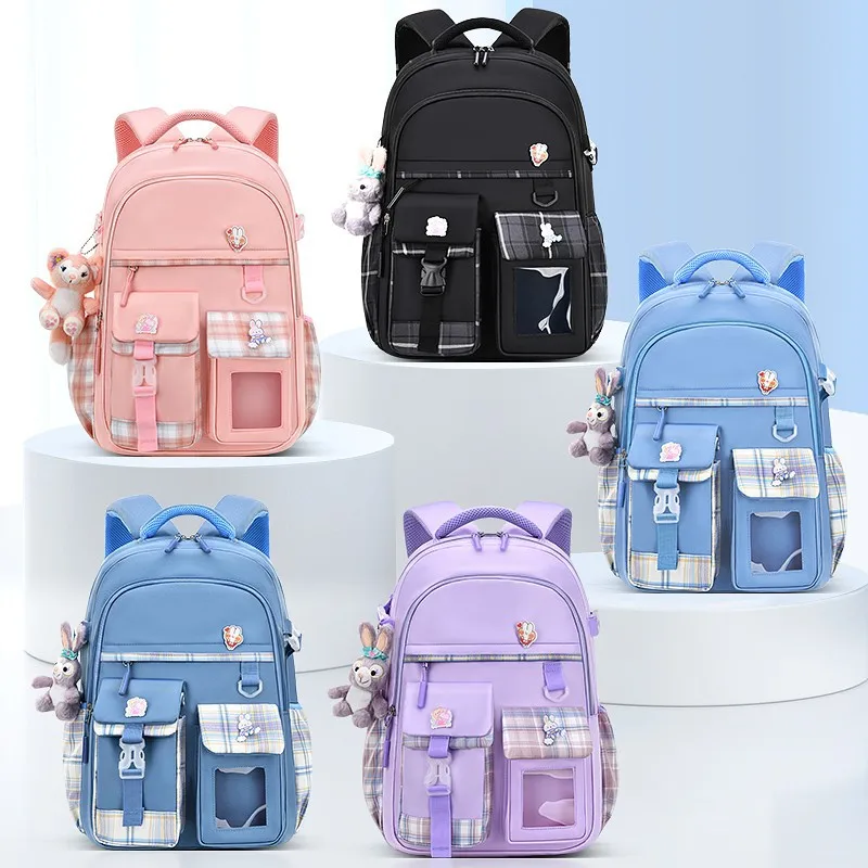 

Schoolbag primary school students junior high school students reduce the load light large capacity children double shoulder back