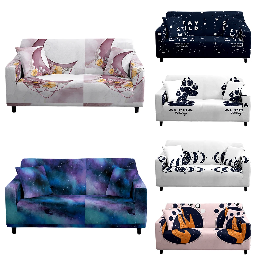 

Space Print Living Room Texture Elastic Sofa Cover Modern Combination Corner Chair Sofa Cover 1/2/3/4 Seat Chaise Longue