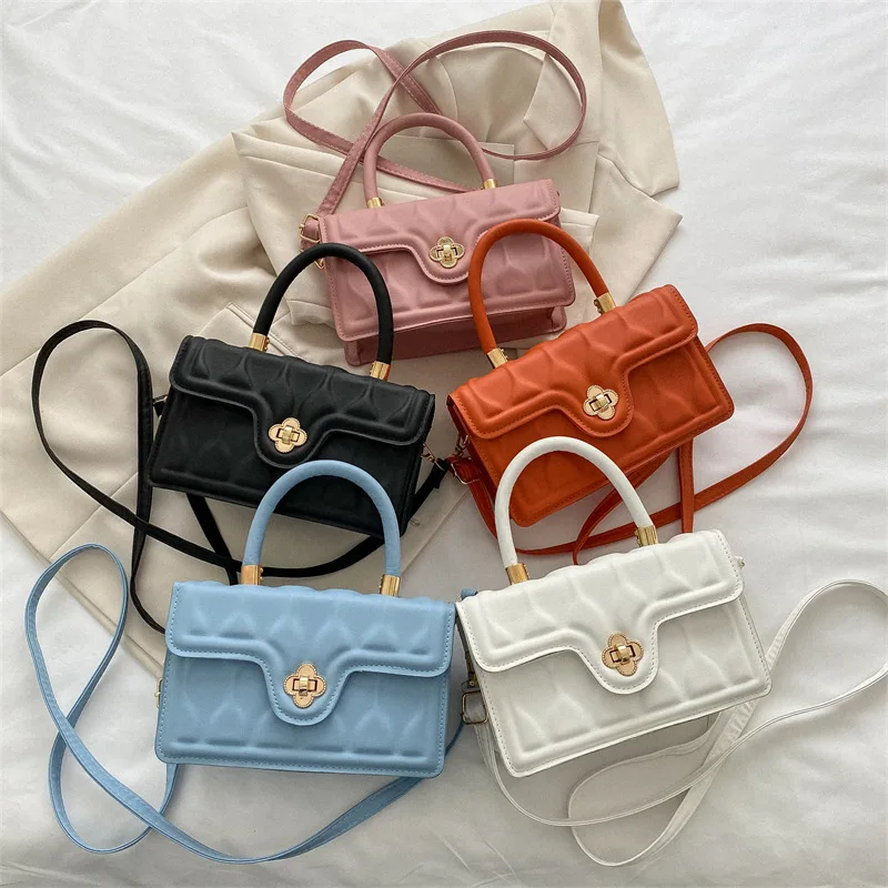 

Дизайнерская маленькая квадратная сумка с ромбовидными вставками, однотонная текстурная женская сумка, новинка 2022, популярная Летняя сумк...