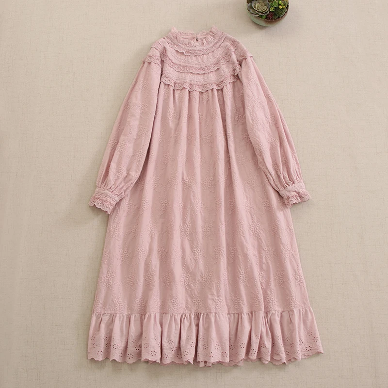 Женское хлопковое платье миди с вышивкой в японском стиле