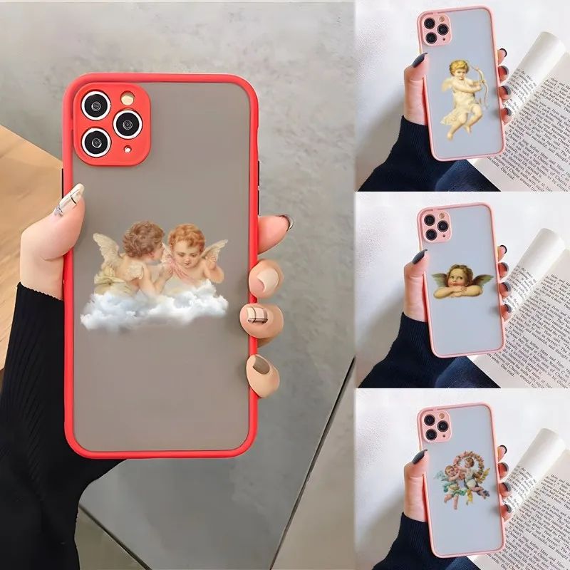 

Cartoon Angel Baby Phone Case Matte Translucent For IPhone Apple 12Pro 13 11 Pro Max Mini Xs X Xr 7 8 6 6s Plus Se 2020 Cover