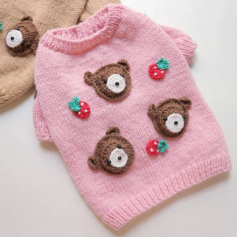 

Cute Bear Head Pet Sweater Teddy Bichon Warm Winter Dress Puppy Jumper Two Feet Knitted Sweater Dog Products