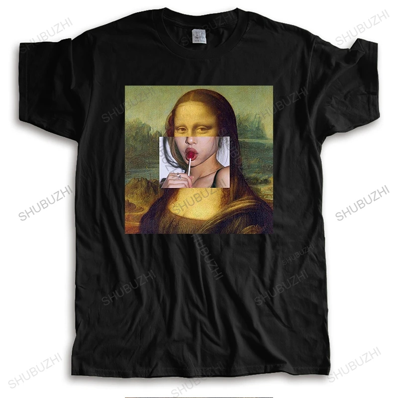 

Мужская Роскошная футболка с круглым вырезом, брендовая черная футболка, спортивная одежда Моны Лизы Tumblr, уличная одежда, Высококачественн...