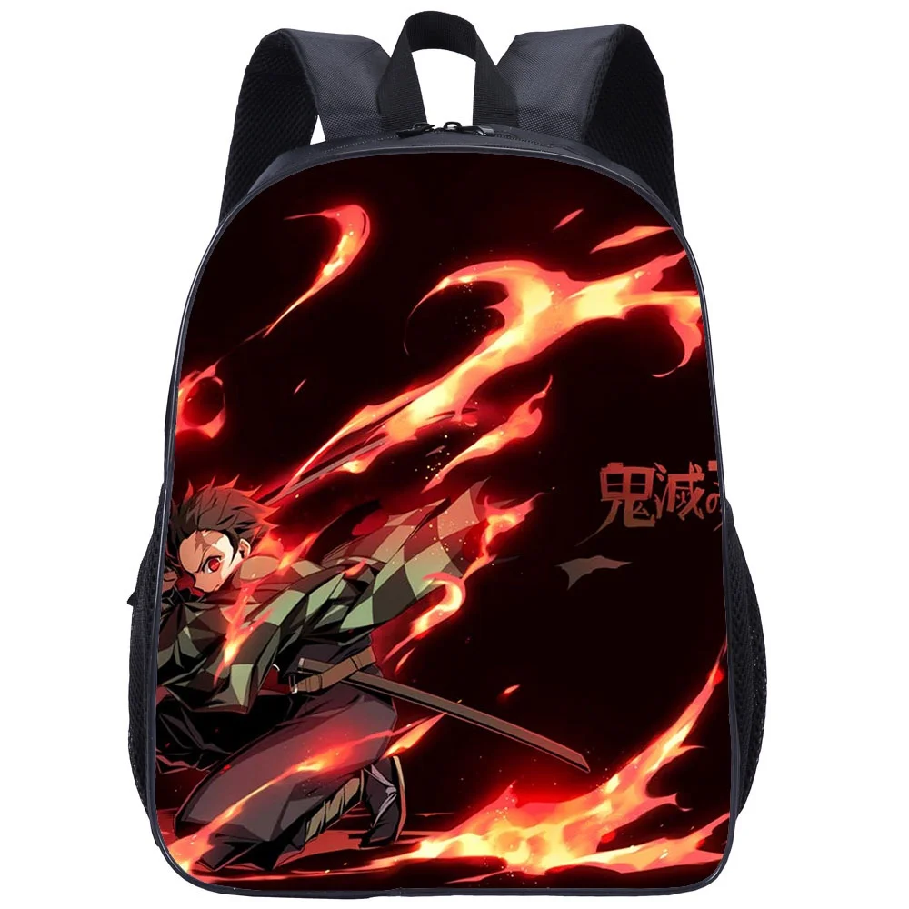 New 3D Printed 16 Inches Children Anime Backpacks Demon Slayer Nezuko Tanjirou Primary Girl Boy Students Cartoon Schoolbags Hot