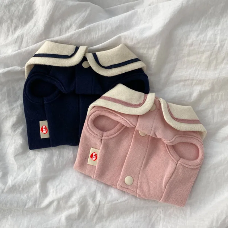 

Navy Style Pet Dog Clothes Lapel Dogs Vest Coats Cute Soft For Puppy Small Medium Dogs Vest Chihuahua Yorkshire Ropa Perro Pug